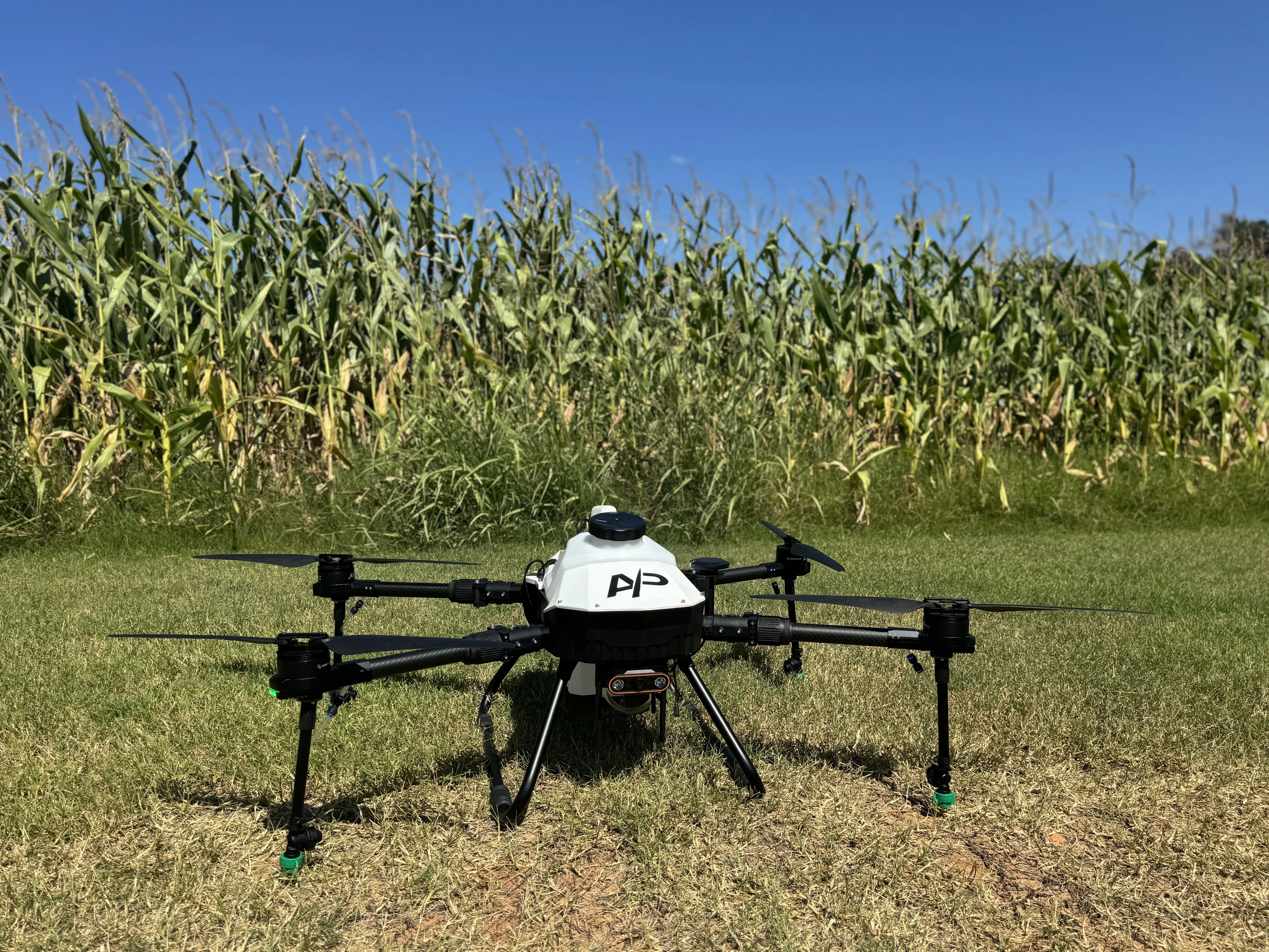 AP agricultural drone staged at a corn field